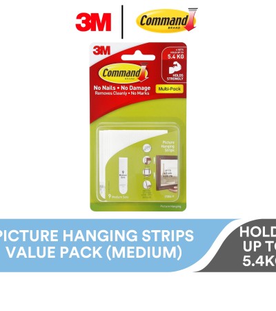 3M Command White Medium Picture Hanging Strips Value Pack, 17204VP, 9/Pack, Holds Up to 5.4kg, 18x24” Frames, Frame, Decor, Artwork