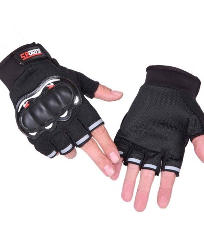DVFDA Professional 1Pair Motorcycle Protective Gears Breathable Shock Absorbed Non-slip Man Gloves Hard Knuckles Hand Gloves Half Finger Motorcycle Gloves Riding Fingerless Mittens